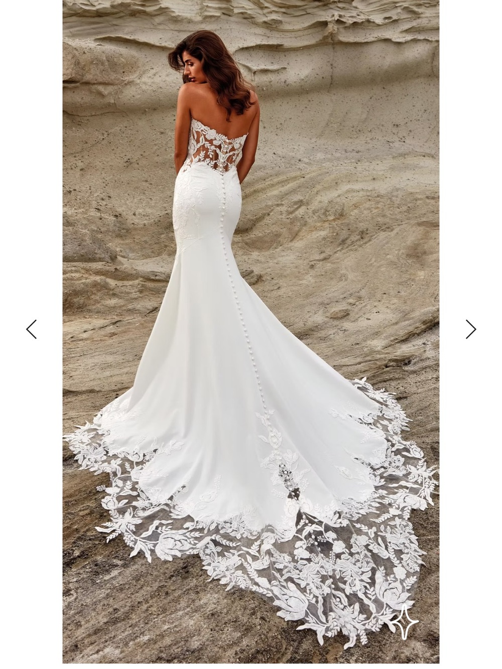 Eddy K Strapless White Lace-Back Mermaid Wedding Dress